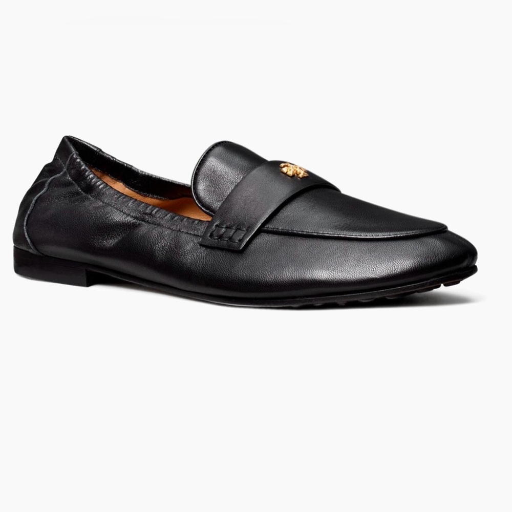 Tory Burch Black Leather logo ballet Loafers - Picture 2 of 9